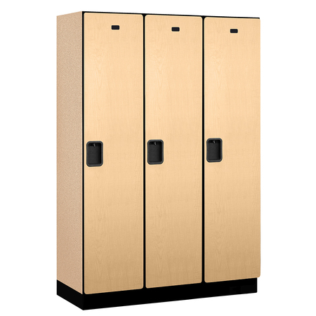 SALSBURY INDUSTRIES 1 Tier Designer Locker, 54"Wx76"Hx18"D, 3 Door, Maple 18-21368MAP